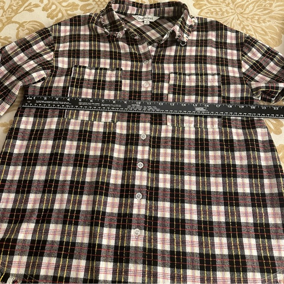 Davi & Dani Fringed Edge Oversized Flannel Shirt - Picture 6 of 11